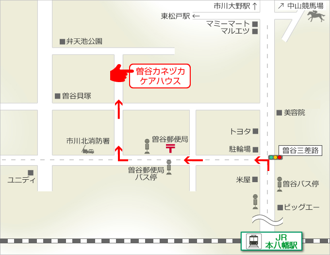 アクセスマップ：〒272-0832 千葉県市川市曽谷2丁目26番3号